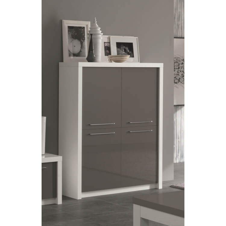 Vaisselier/argentier design portes pleines laqué blanc/gris Agadir