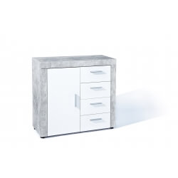 Meuble de rangement contemporain 94 cm blanc/béton Colibri