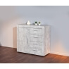 Meuble de rangement design 1 porte/4 tiroirs coloris gris béton Colibri