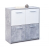 Meuble de rangement design 4 portes coloris blanc/beton Colibri