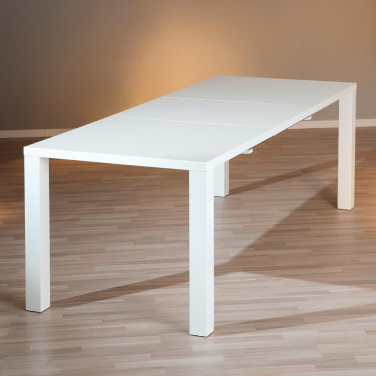 Table de salle à manger extensible design laquée blanche Watoo
