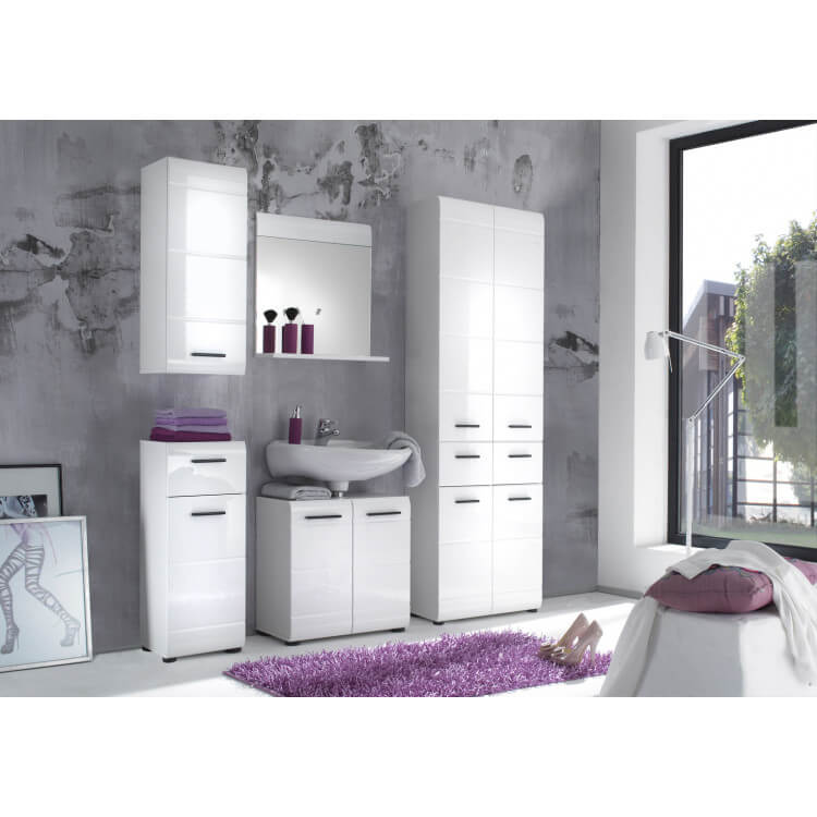 Ensemble de salle de bain design 5 éléments coloris blanc Kyrios III