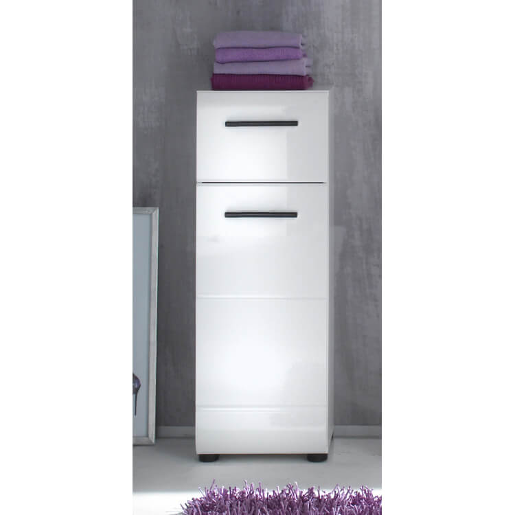 Meuble bas de salle de bain design 1 porte/1 tiroir coloris blanc Kyrios