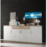 Buffet/bahut design 4 portes/2 tiroirs coloris blanc/chêne clair Athena