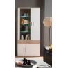 Vitrine design 4 portes/1 tiroir avec éclairage coloris blanc/chêne clair Athena