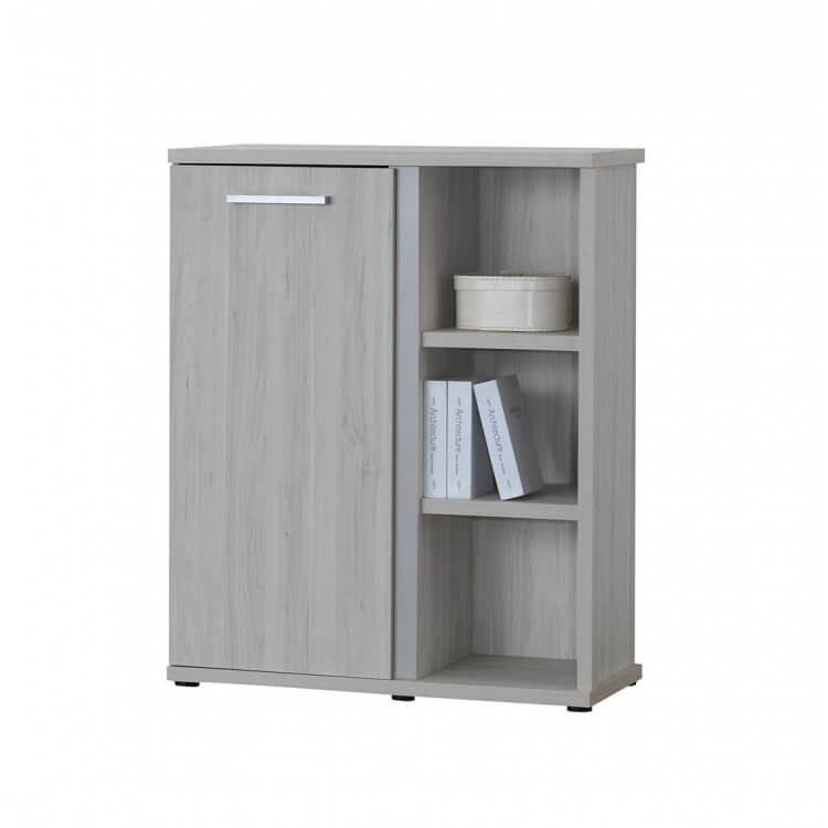 Commode contemporaine 1 porte coloris chêne clair Karina