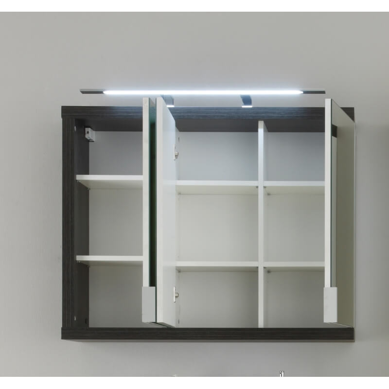 Armoire de toilette 3 portes avec éclairage coloris foncé Solcice