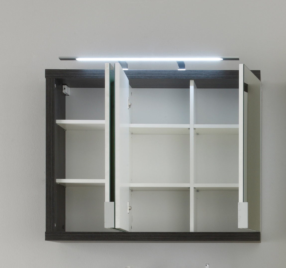 Armoire de toilette 3 portes avec éclairage coloris foncé Solcice