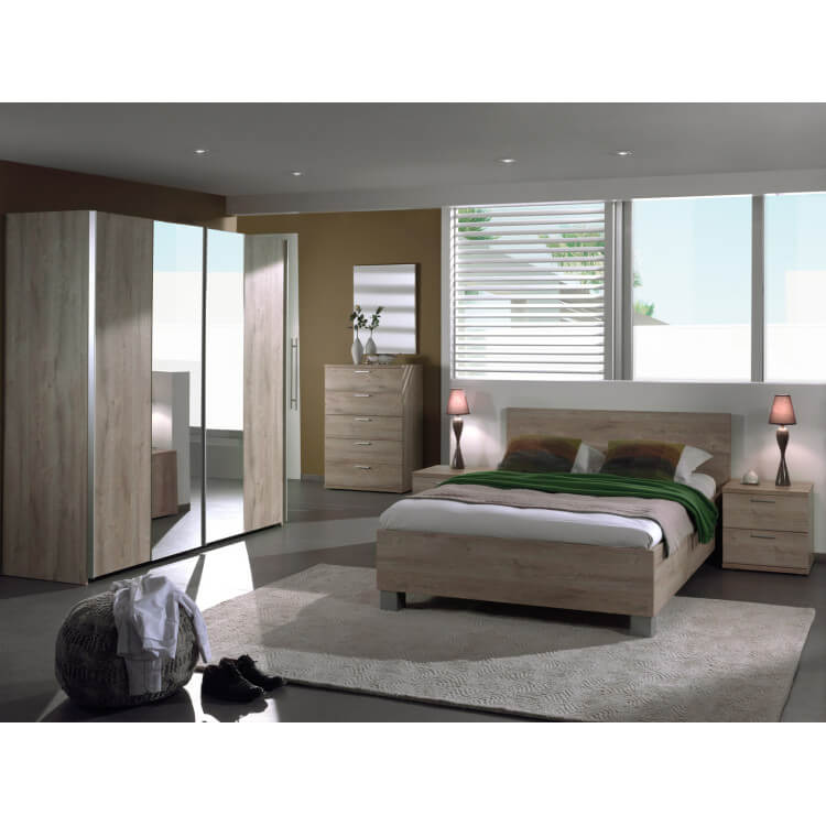 Chambre adulte contemporaine chêne clair Lorina