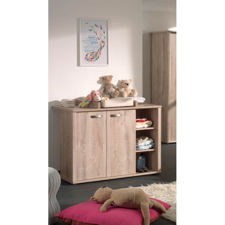 Commode à langer contemporaine chêne clair Belize