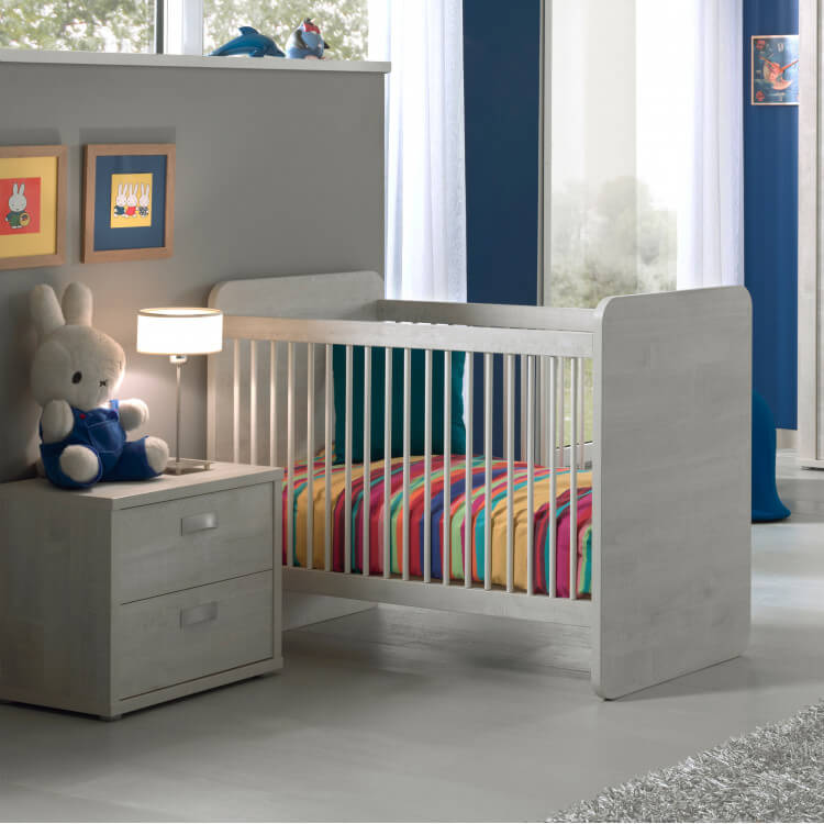 Lit bébé evolutif contemporain chêne blanc Janah