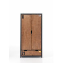 Armoire industrielle 100 cm pin massif miel doré/noir Iberis