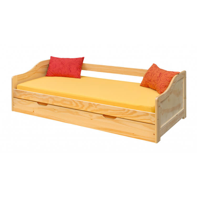 Lit banquette contemporain en pin massif naturel Pamela