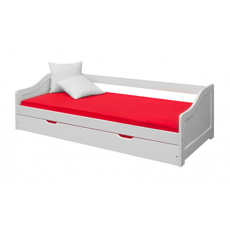 Lit banquette contemporain en pin massif blanc Pamela