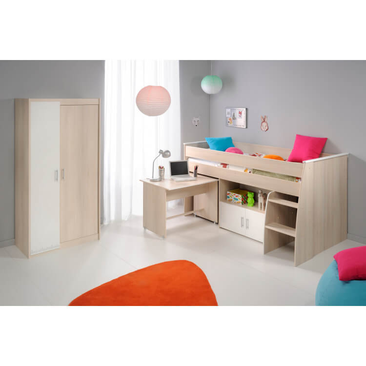 Chambre enfant contemporaine acacia/blanc Comix IV
