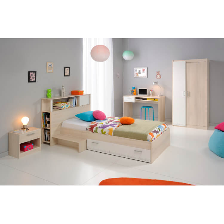 Chambre enfant contemporaine acacia/blanc Comix III