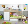 Lit combiné enfant contemporain chêne brut/blanc Mitsy