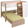 Lit combiné enfant contemporain chêne brut/blanc Lana