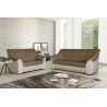 Canapé 2 places contemporain tissu brun/PU beige Guelma