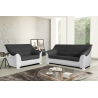 Canapé 2 places contemporain tissu anthracite/PU blanc Guelma