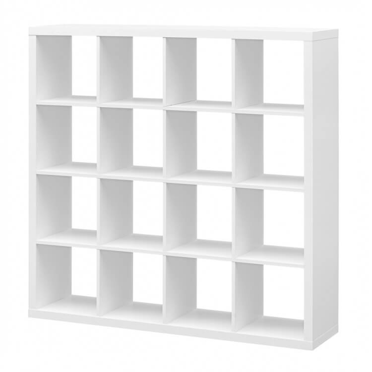 Etagère contemporaine carrée blanche 16 compartiments Zita