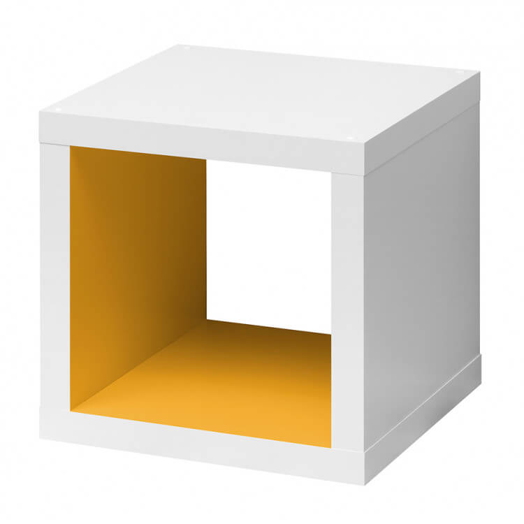 Etagère contemporaine carrée blanche/jaune 1 compartiment Zita