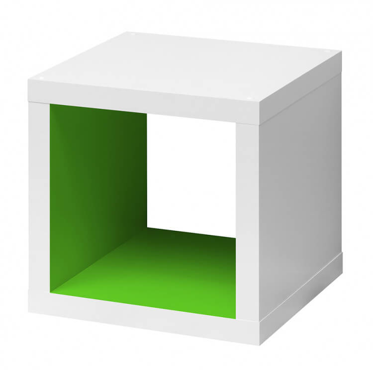 Etagère contemporaine carrée blanche/vert foncé 1 compartiment Zita