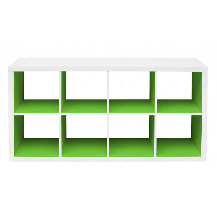 Etagère contemporaine rectangulaire blanche/vert foncé 8 compartiments Zita