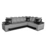 Canapé d'angle convertible réversible contemporain en tissu gris clair/PU noir Avorio