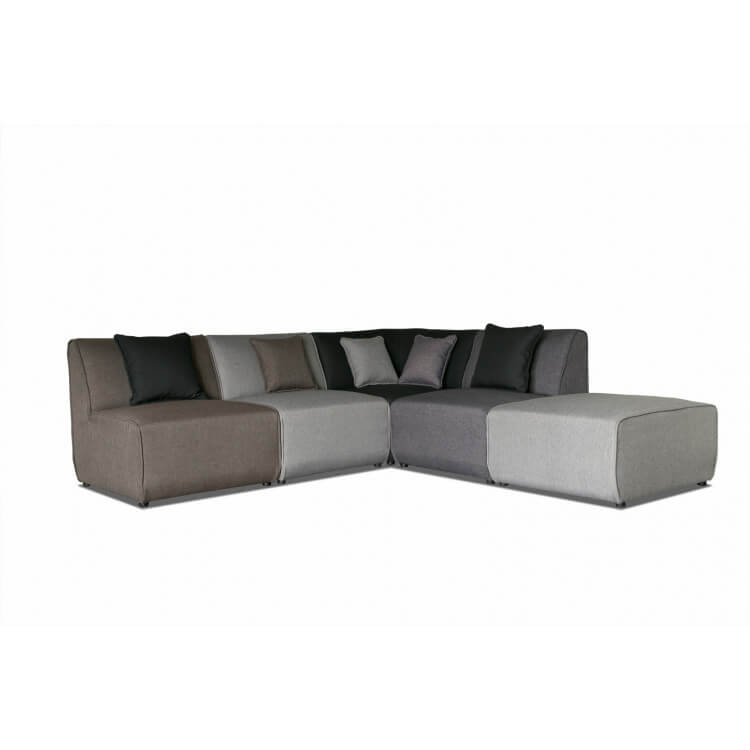 Canapé d'angle modulable contemporain en tissu multi-gris Oracio