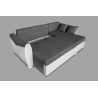 Canapé d'angle contemporain réversible et convertible en tissu anthracite/PU blanc Benji
