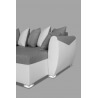 Canapé d'angle contemporain réversible et convertible en tissu gris/PU blanc Benji