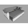 Canapé d'angle contemporain réversible et convertible en tissu gris/PU blanc Benji
