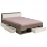 Lit adulte contemporain avec rangements coloris blanc/noyer Foster