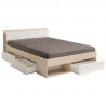 Lit adulte contemporain avec rangements coloris blanc/acacia Foster