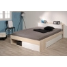 Lit adulte contemporain avec rangements coloris blanc/acacia Foster