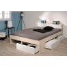 Lit adulte contemporain avec rangements coloris blanc/acacia Foster