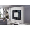 Armoire design 2 portes coulissantes chêne blanc/verre gris Curtis
