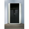 Armoire d'angle design 2 portes noir laqué/blanc Orphea