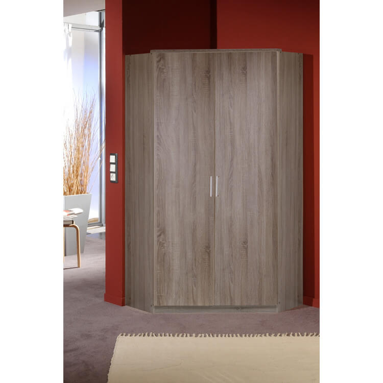 Armoire d'angle contemporaine 2 portes chêne montana Angelus