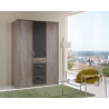 Armoire contemporaine 3 portes/3 tiroirs chêne montana/décor lave Angelus