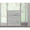 Armoire contemporaine 5 portes chêne blanc/gris brillant Xenon