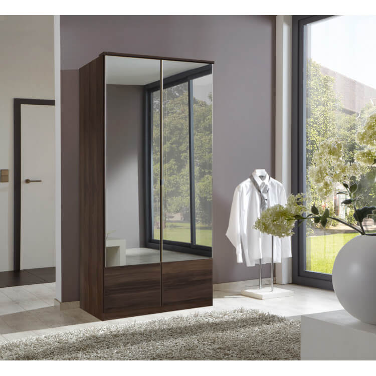 Armoire contemporaine 2 portes coloris noyer Adagio