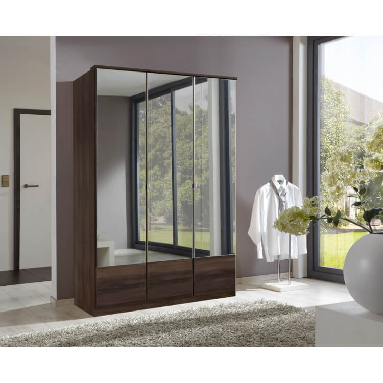 Armoire contemporaine 3 portes coloris noyer Adagio