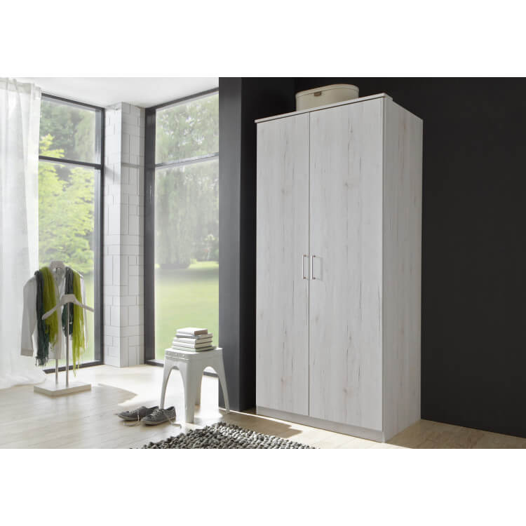 Armoire contemporaine 2 portes chêne blanc Laos