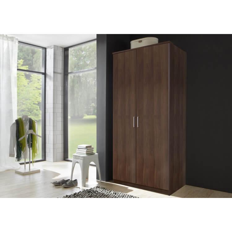 Armoire contemporaine 2 portes coloris noyer Siberia