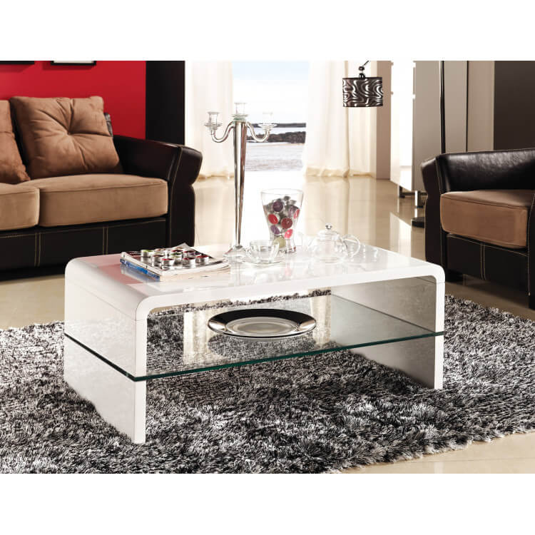 Table basse design laquée blanche Organza II