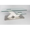 Table basse design bois et verre coloris blanc mat Zemoune