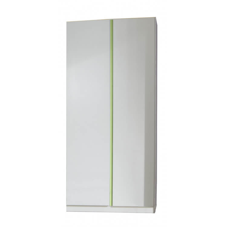 Armoire contemporaine 2 portes blanc alpin/décor vert Wendy