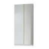 Armoire contemporaine 2 portes blanc alpin/décor vert Wendy